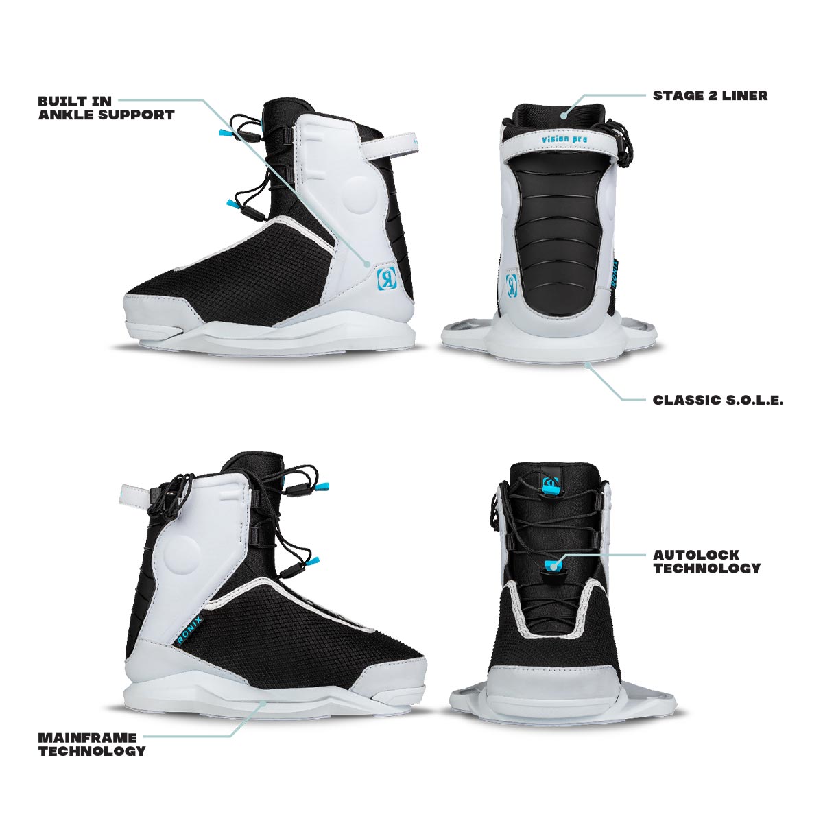 Ronix Girl's August Wakeboard w/ Kid's Vision Pro Bindings