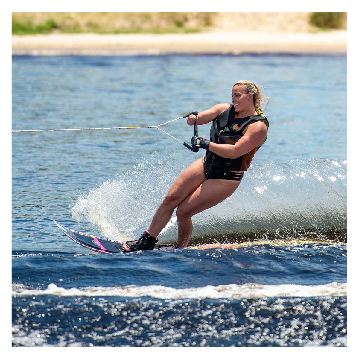 HO Hovercraft Tribal Pink Slalom Ski w/ Women's Double Stance 110 Bindings