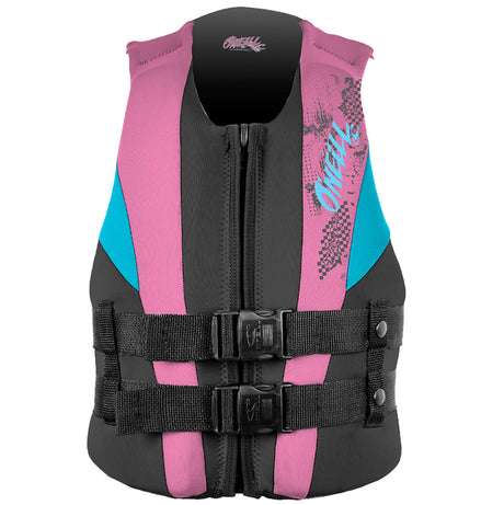 O'Neill Reactor Neo Life Jacket - Youth / Black / Pacific Blue / Pink