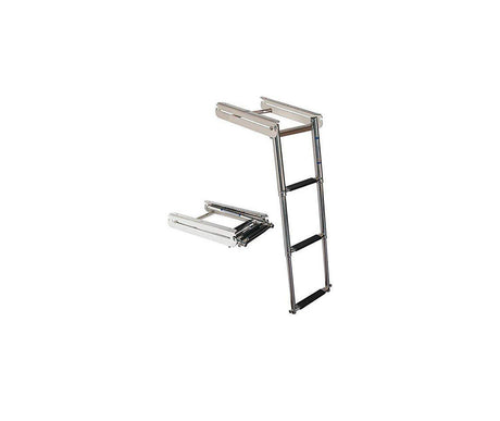 Under Platform 4-Step Sliding Ladder - Stainless Steel with Spring-Loaded Latch